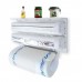 Dispenser triplo da cucina per rotolo carta, carta alluminio, pellicola alimenti cod.5821