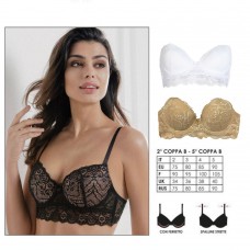 Reggiseno Coconuda art. Peonia, balconcino in pizzo con ferretto, tessuto poliestere, reggiseno imbottito, 3 colori disponibili, varie taglie a scelta